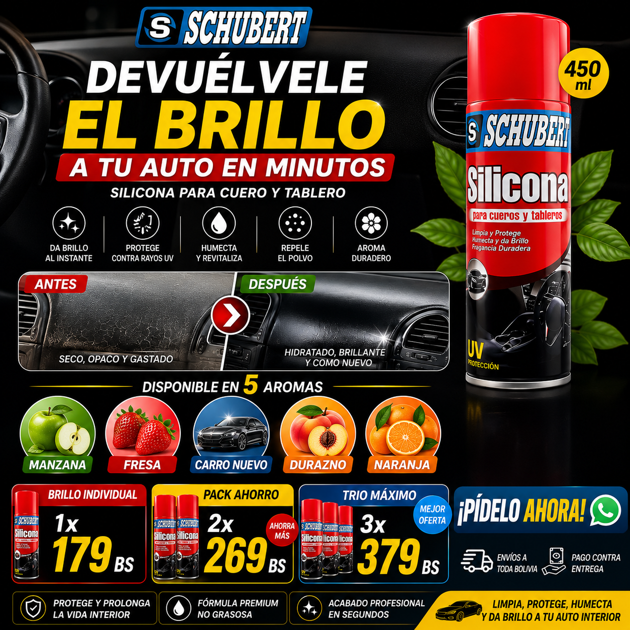 Silicona para Cuero y Tablero Schubert 450ml
